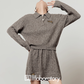 Cable Half-Button Knit Top / Mini Skirt  LLA0563