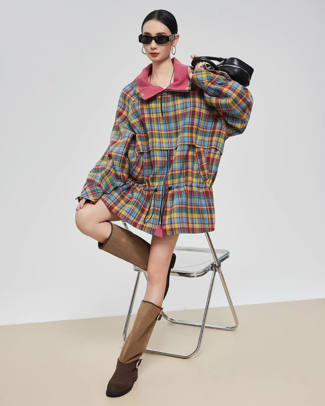 Retro Plaid Trench Coat FER0038