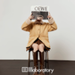 Boa Collar Jacket/Brown Pleated Skirt LLA0555