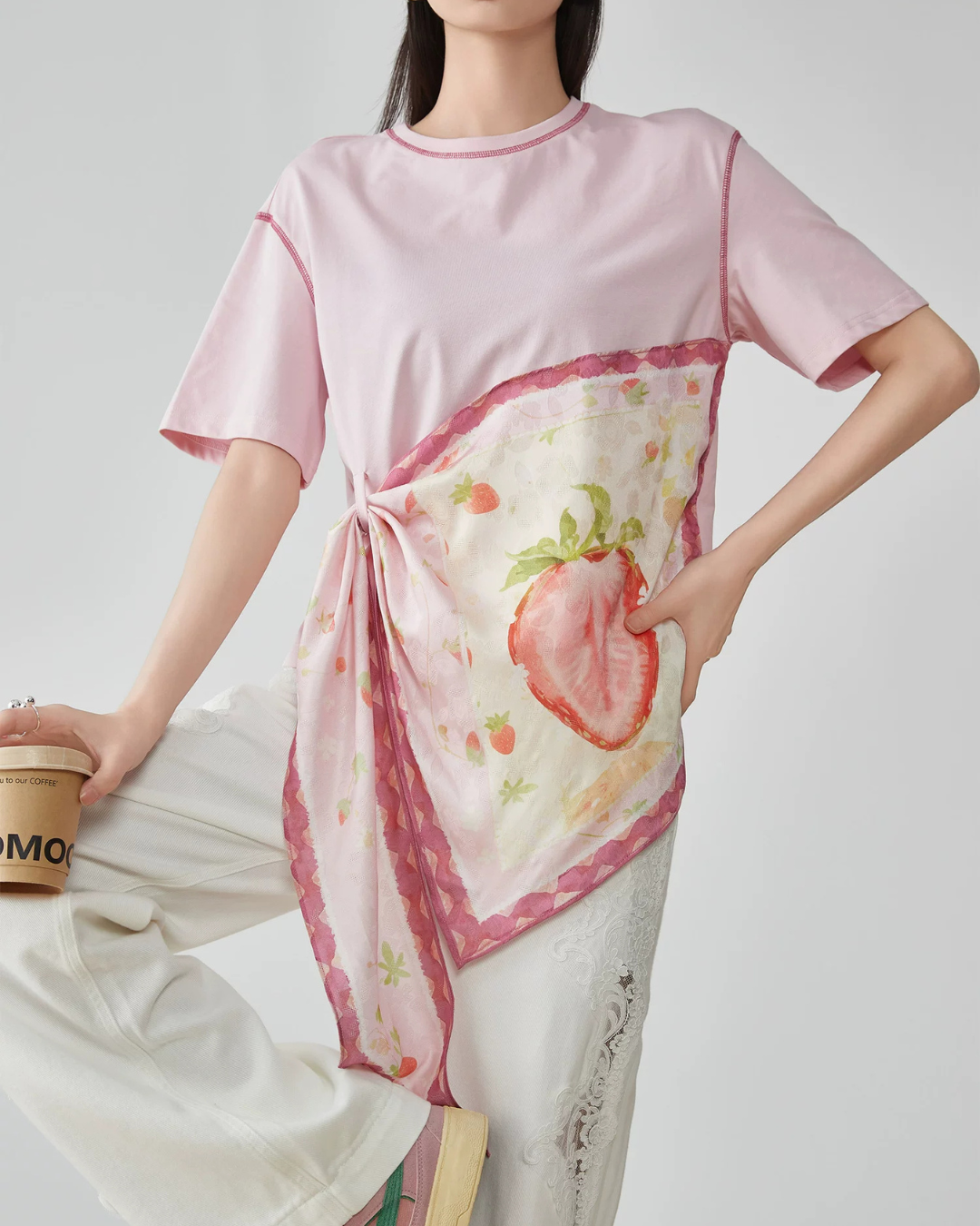 Scarf Layered Style Design Top FER0292