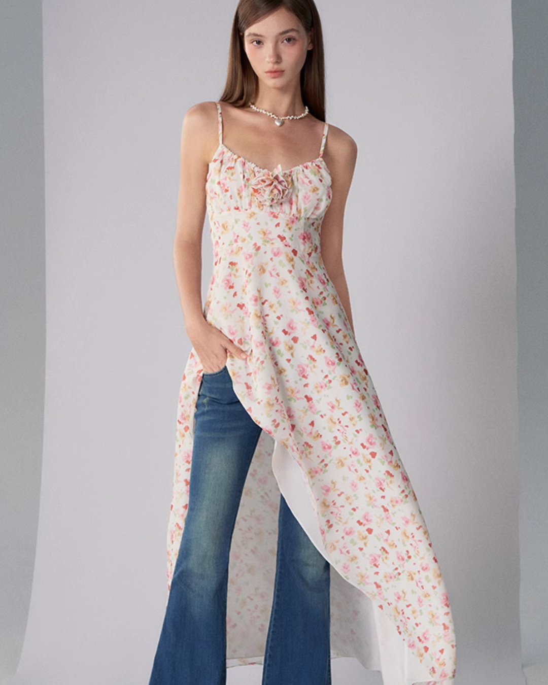 Floral Asymmetrical Cami Dress LDC0004