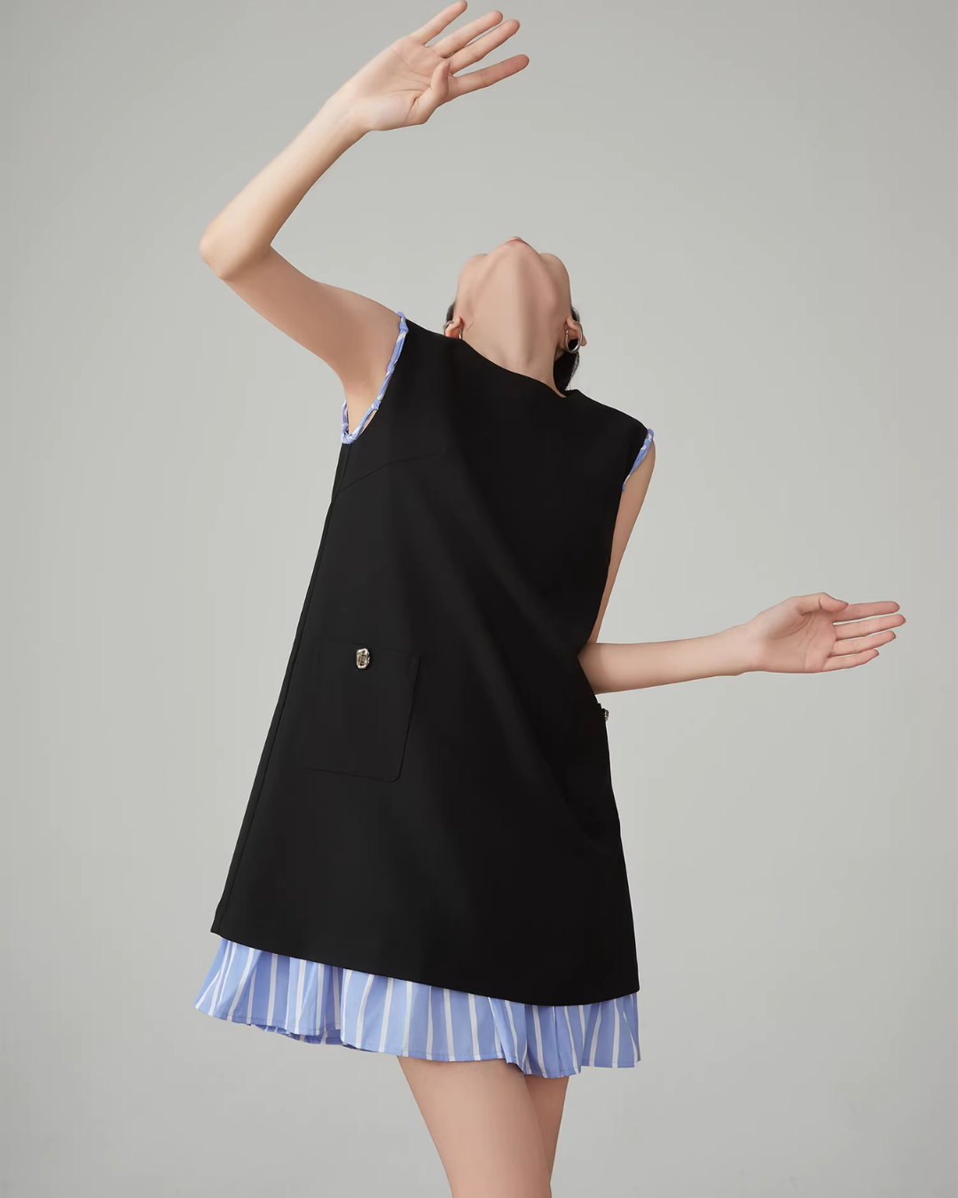 Striped Patchwork Sleeveless Vest Dress FER0066