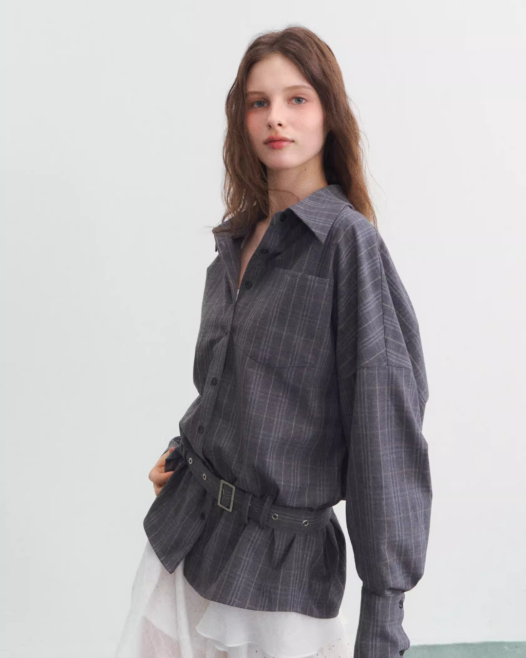 Belt Long-Sleeve Loose Shirt SPY0027