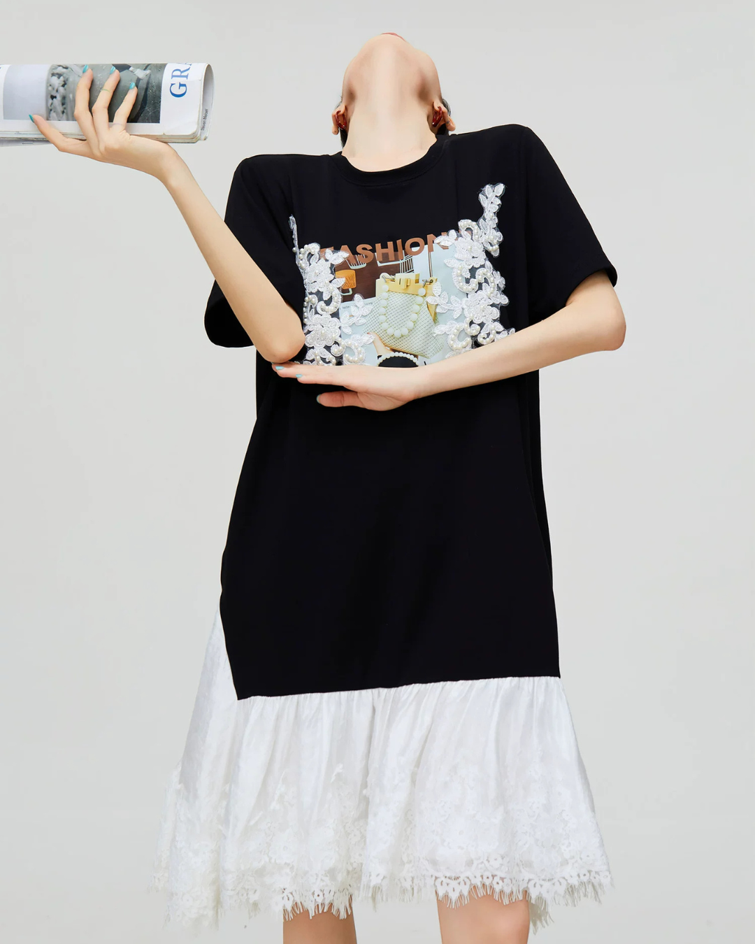 Mixed Material Docking Dress FER0299