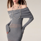 Offshoulder Knit Tight Dress AFD0009