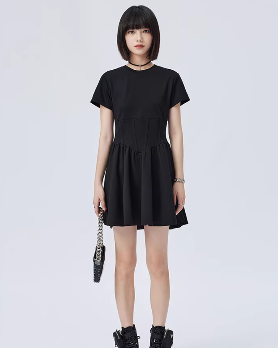 Round Neck Short Sleeve Dress SHN0008