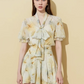 Puff Sleeve Ribbon Blouse Dress DPY0005
