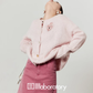 Heart Patch Shaggy Knit Cardigan / Pink Mini Skirt LLA0592