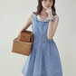 Blue Plaid Sleeveless Collar Dress AMU0031