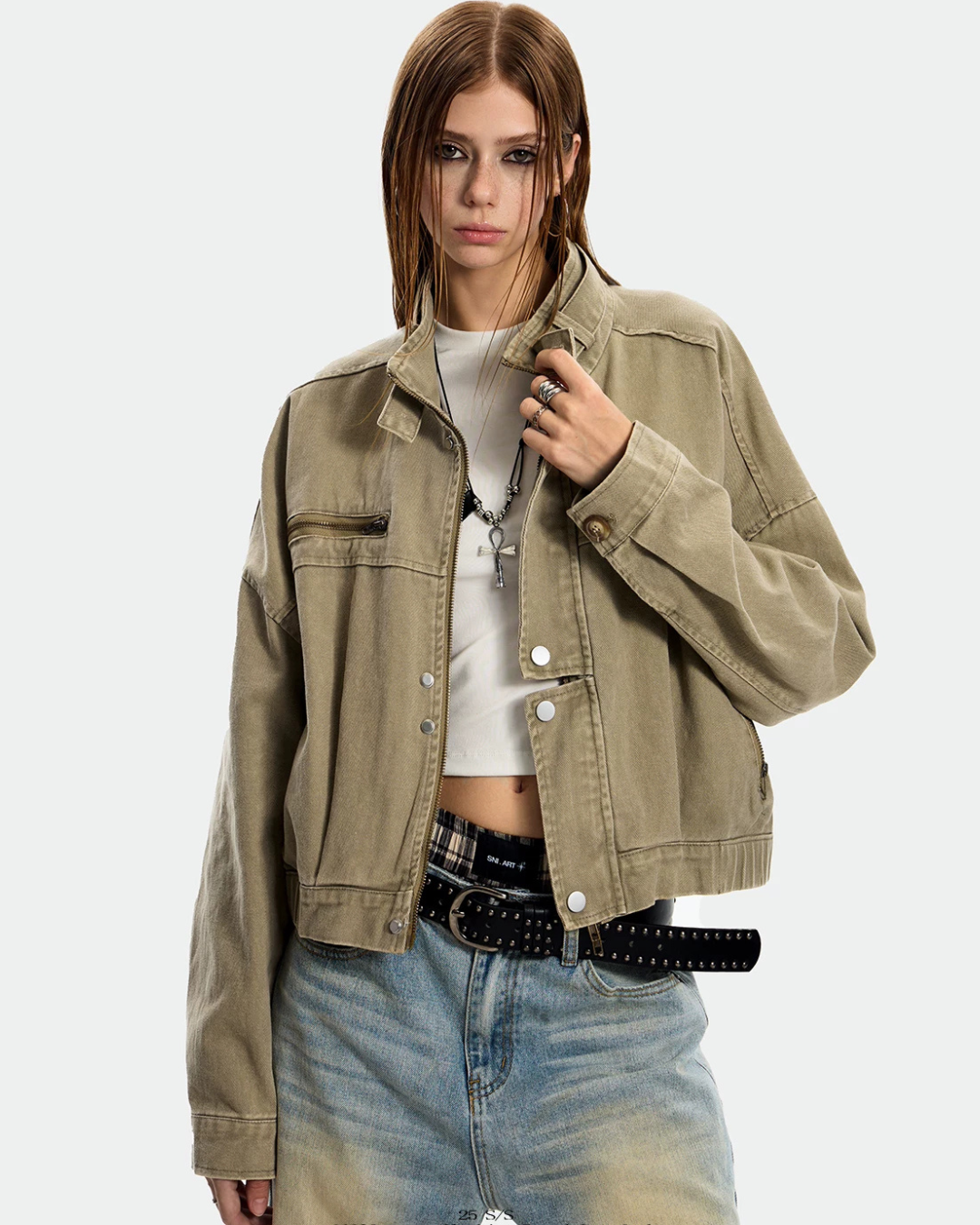 Retro Stand Collar Short Jacket ZTS0019