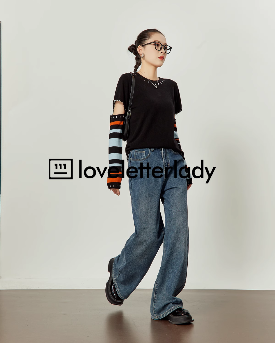 Border Sleeve Stitch Tops LLA0363