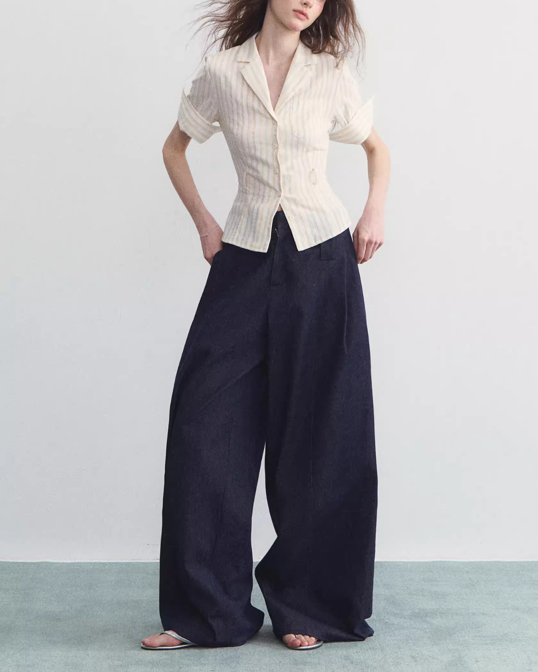 Denim-Style Wide Pants SPY0029