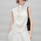French Ribbon Sleeveless Top / Irregular Tulip Hem Skirt TEO0010