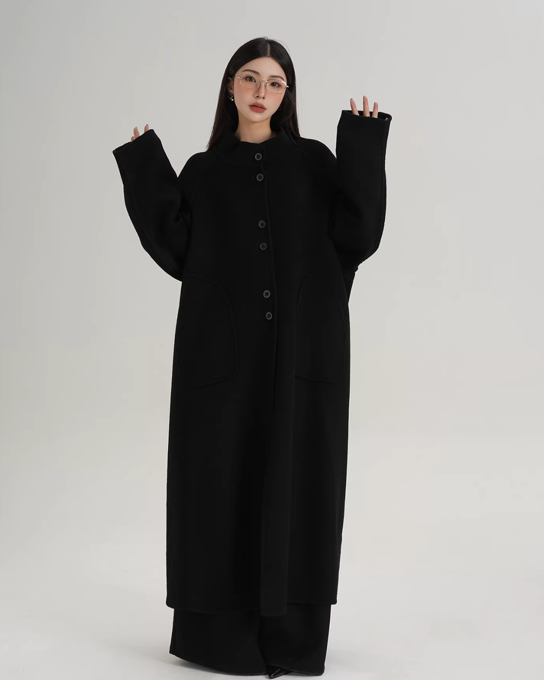 Mock Neck Long Coat SRS0407
