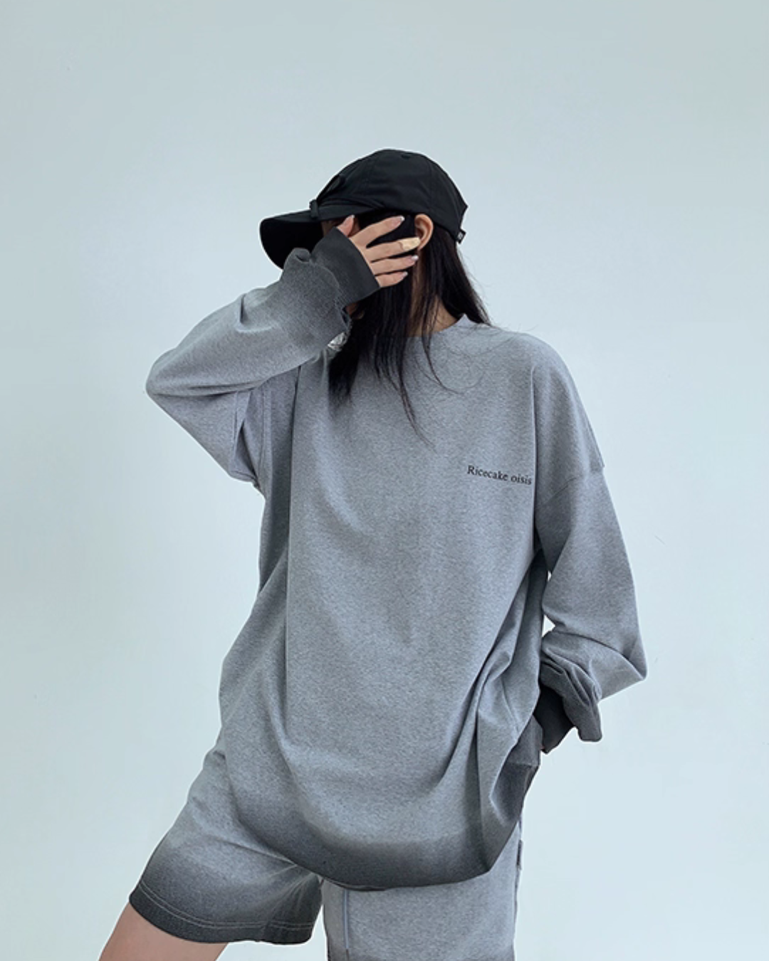 Gradient Loose Long Sleeve Top / Half Pants YLS0885