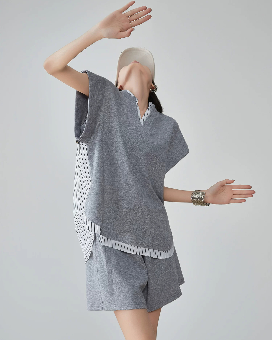 Layered-Style Key Neck Top / Shorts FER0126