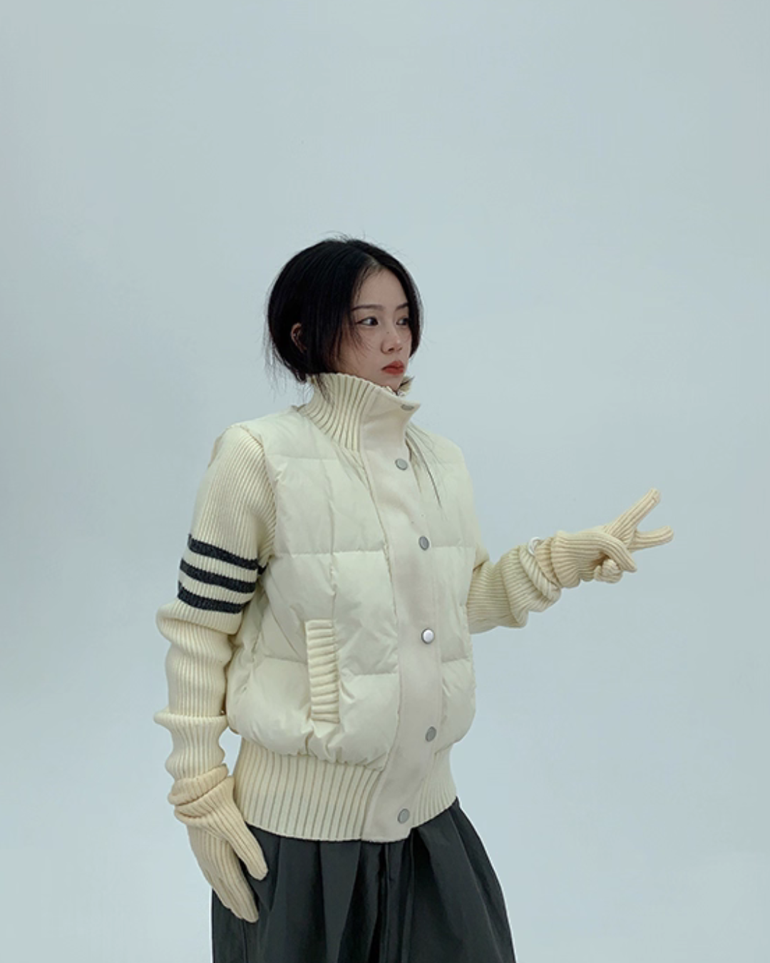 Down Vest Knit Sleeve Jacket YLS0995