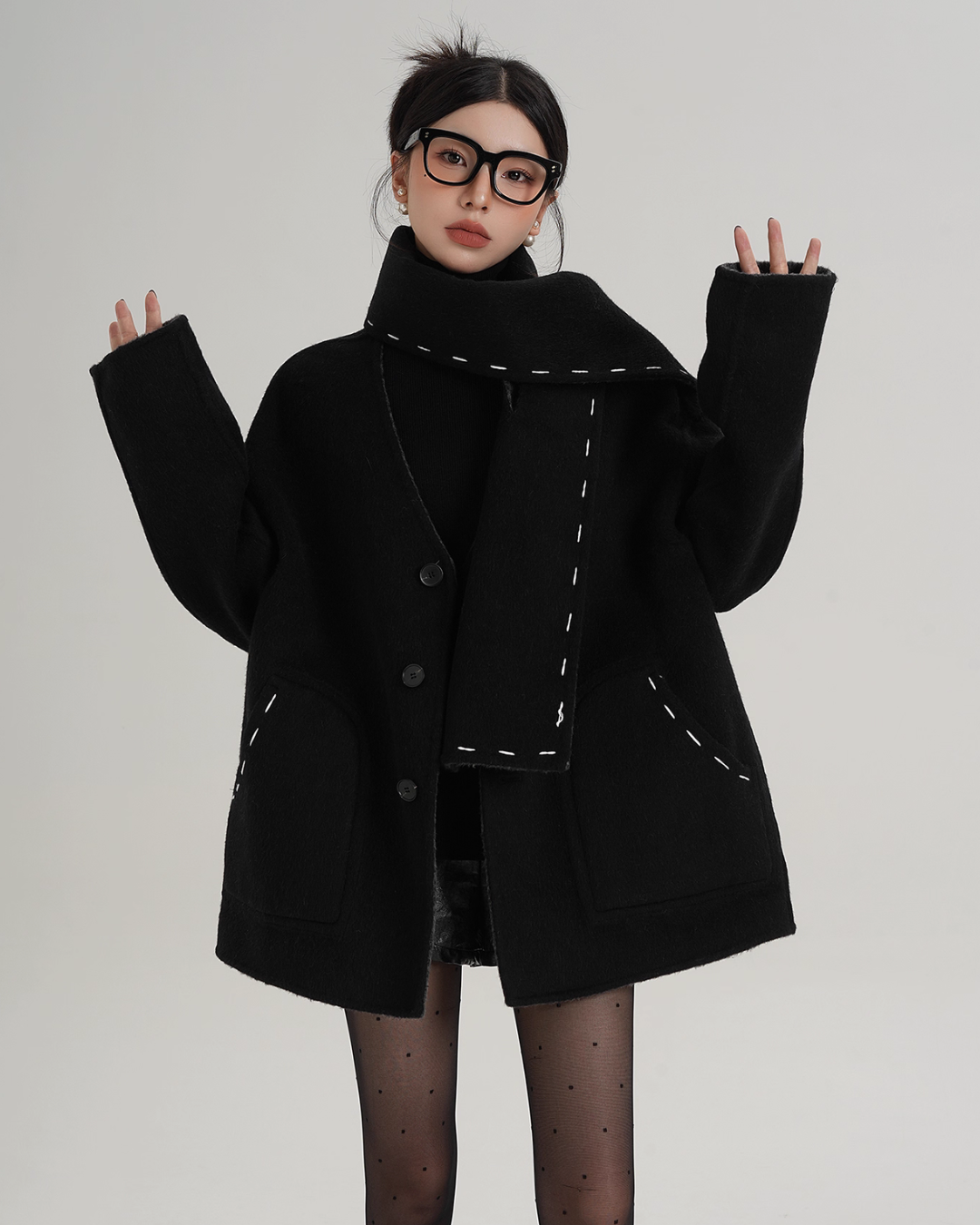 Scarf Mid-Length Wool Coat SRS0383