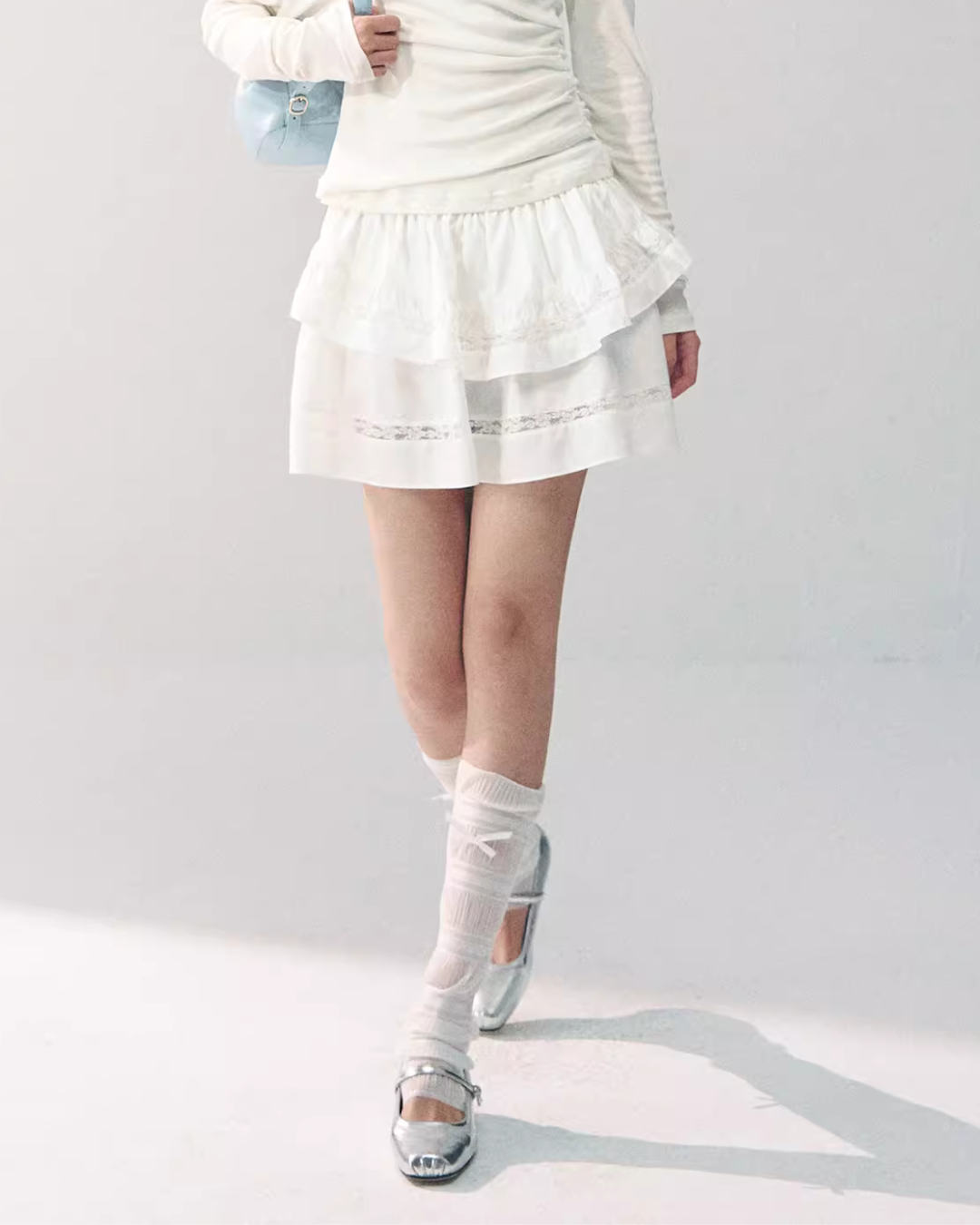 Asymmetrical Sheer Top / Flared Mini Skirt RCR0019