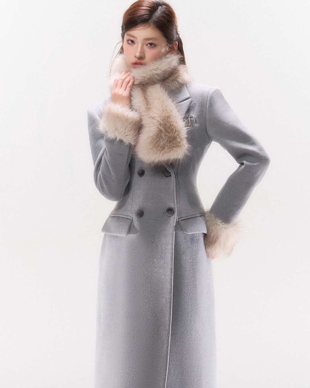 Wool Double Breasted Woolen Coat HID0002