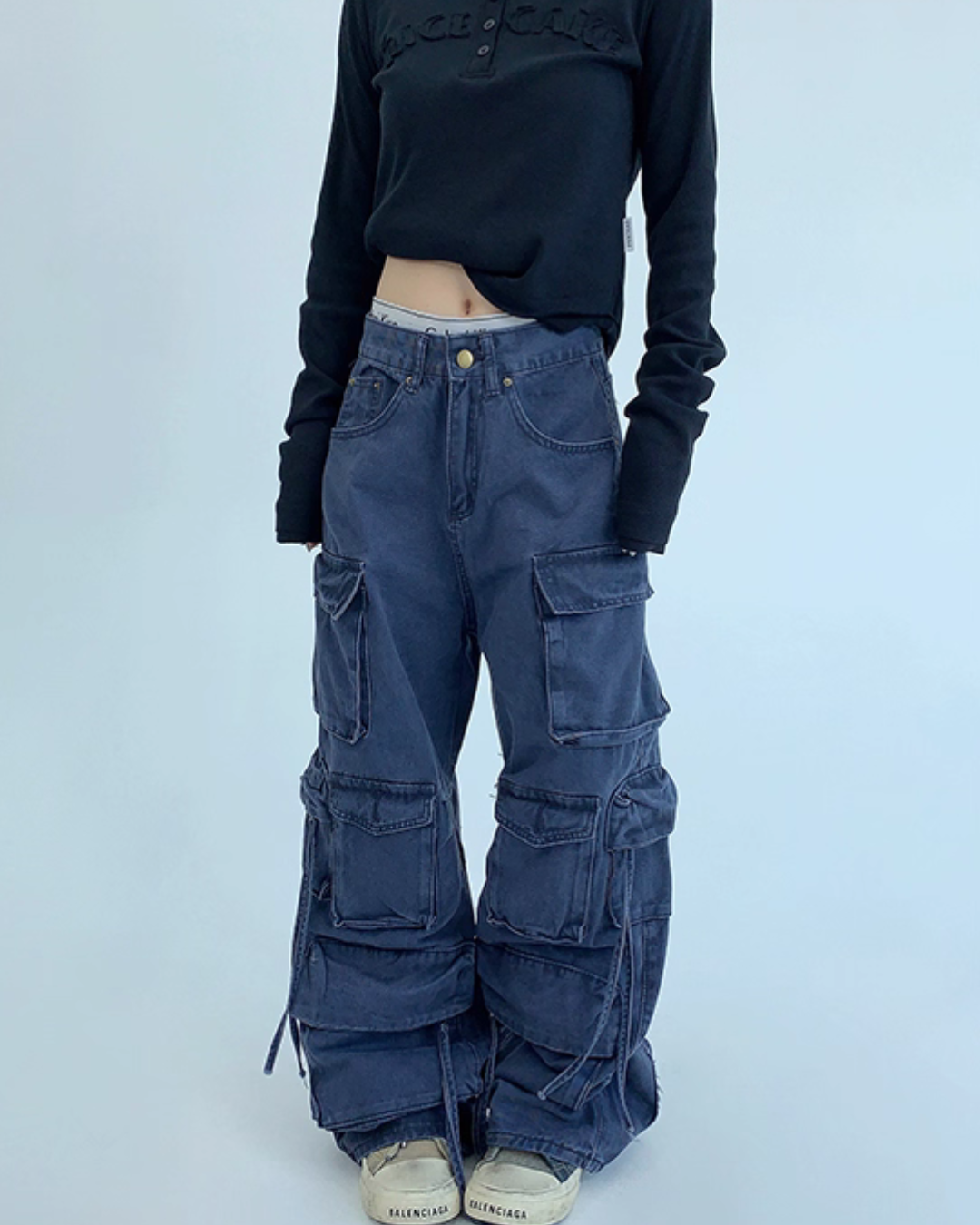 Pocket Design Wide Cargo Pants YLS0889