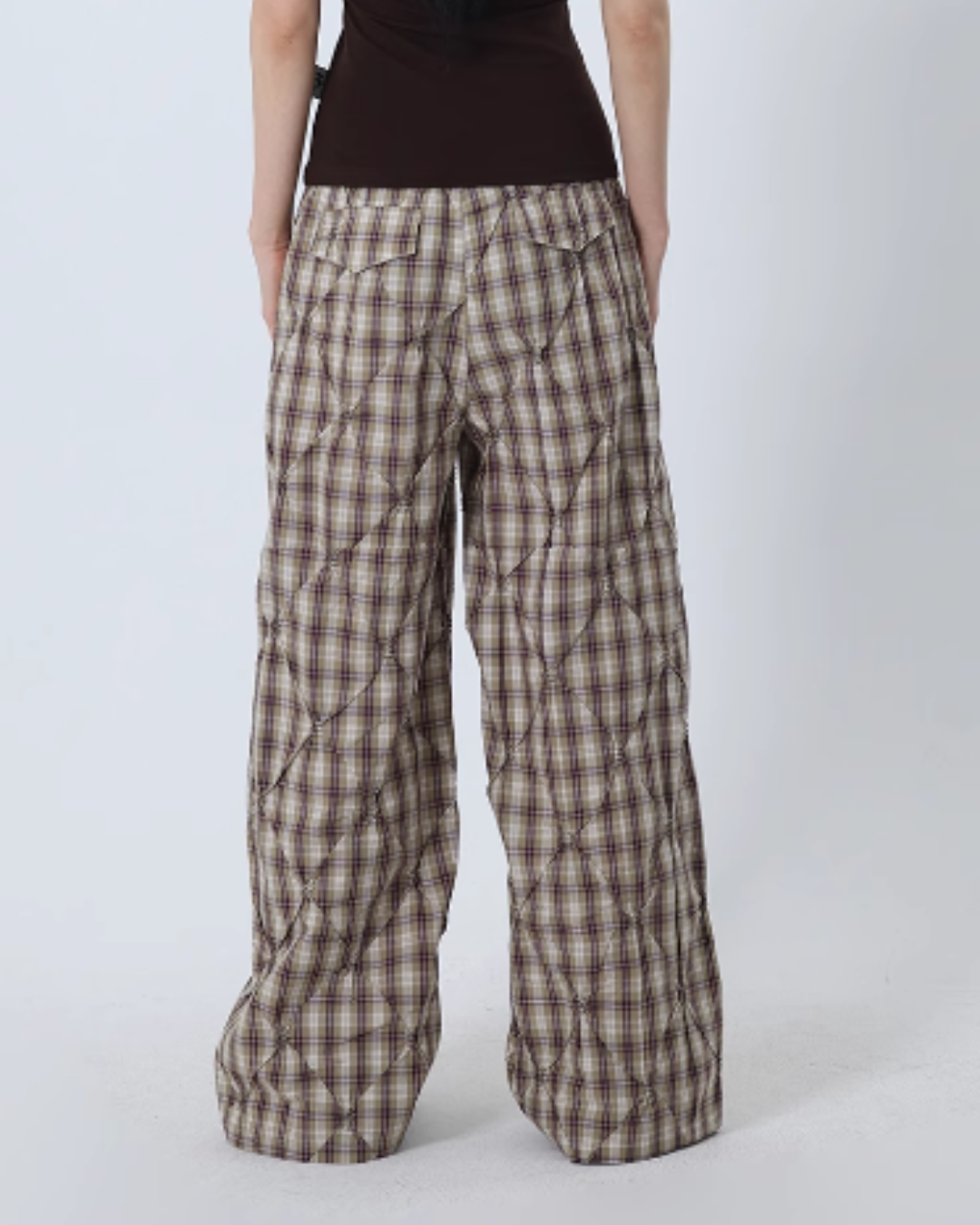 Check Stretch Wide Pants FZK0079