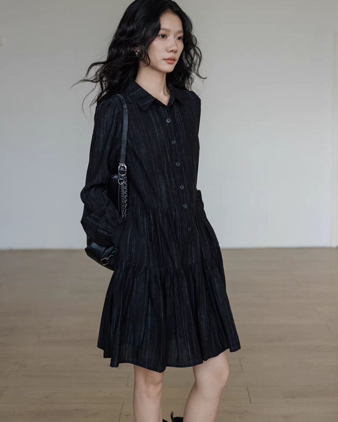 Polo Collar Long-Sleeve Dress VAS0190