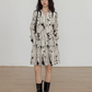 V-Neck Design Print Flare Dress VAS0003