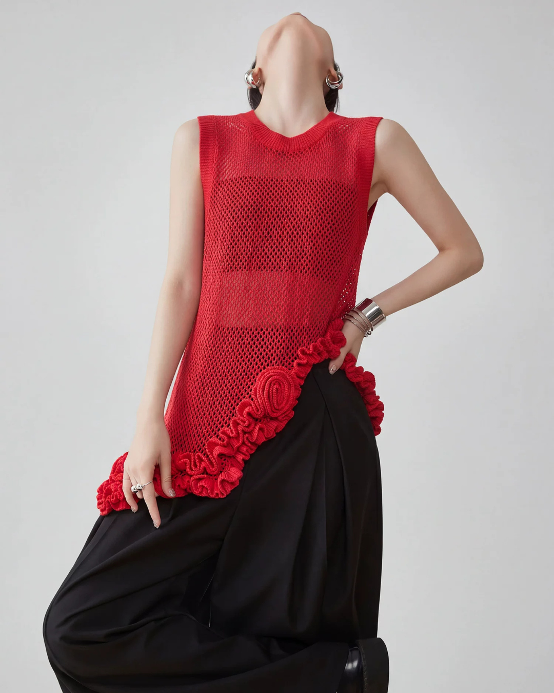Corsage Lace Knit Vest FER0220