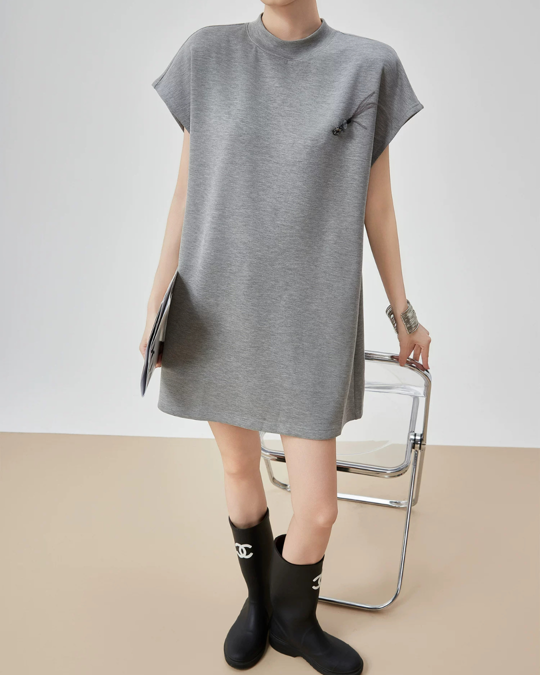 Mock Neck T-Shirt Dress FER0141