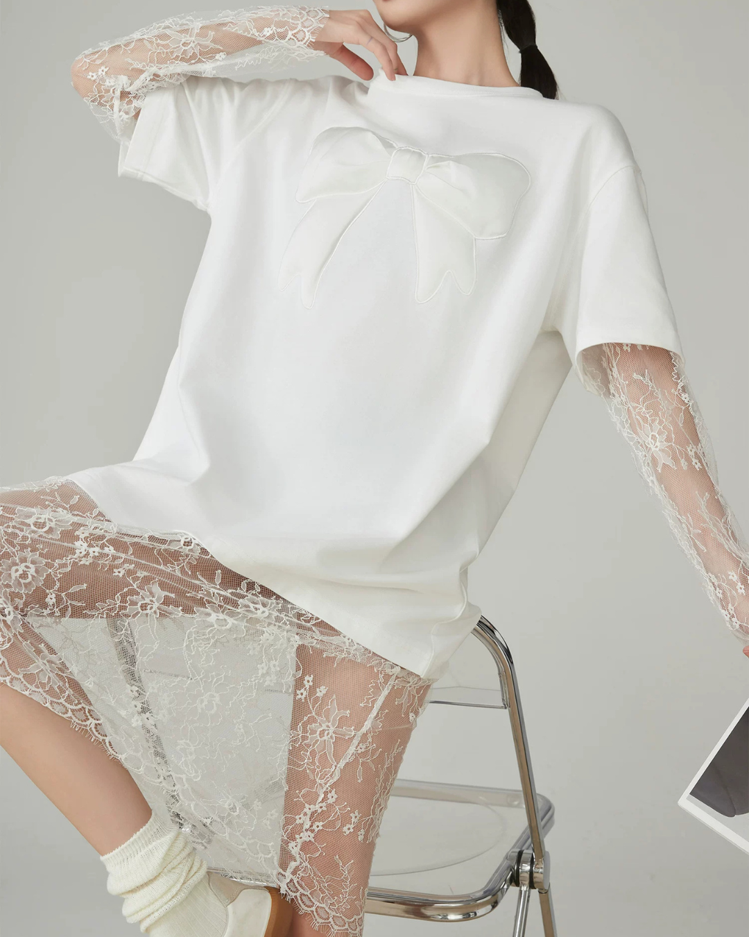 Lace Docking T-Shirt Dress FER0150