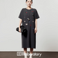 Dark Gray Animal Embroidery Dress LLA0487