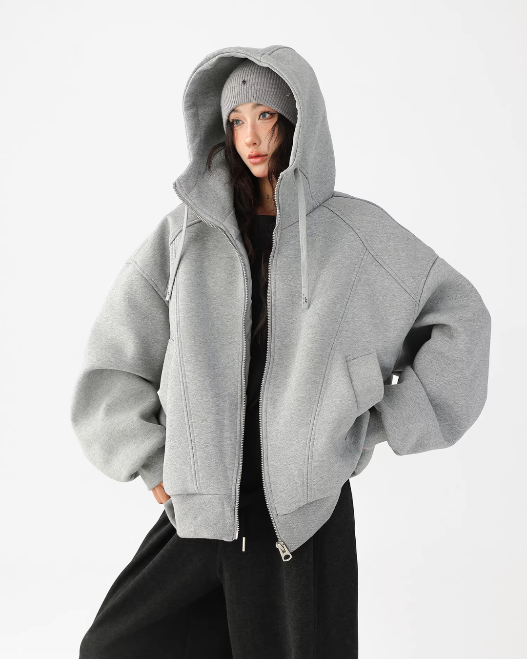 Stand Collar Hoodie Zip Jacket ACS0358