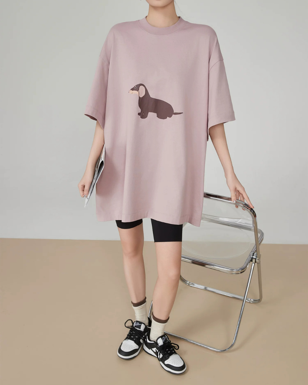 Dog Print Oversized T-Shirt FER0219