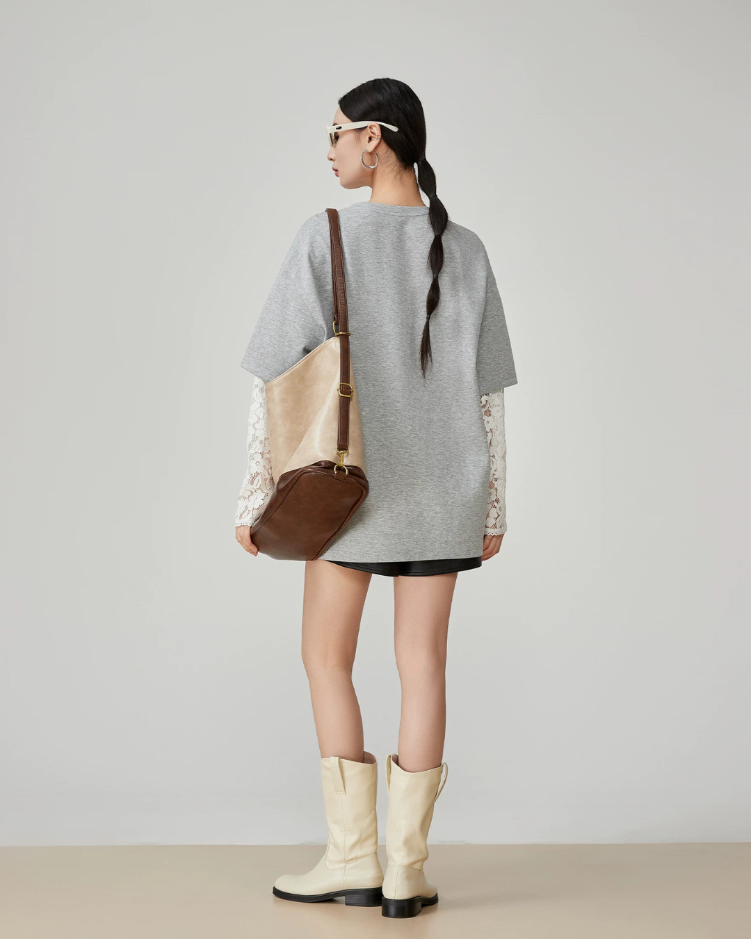 Lace Sleeve Layered Style T-Shirt FER0149