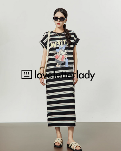 Character Print Border Dress LLA0207