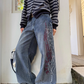 Retro Embroidered Bamboo Denim Pants CYE0048