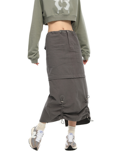 Cargo Drawstring Pocket Maxi Skirt VNY0004