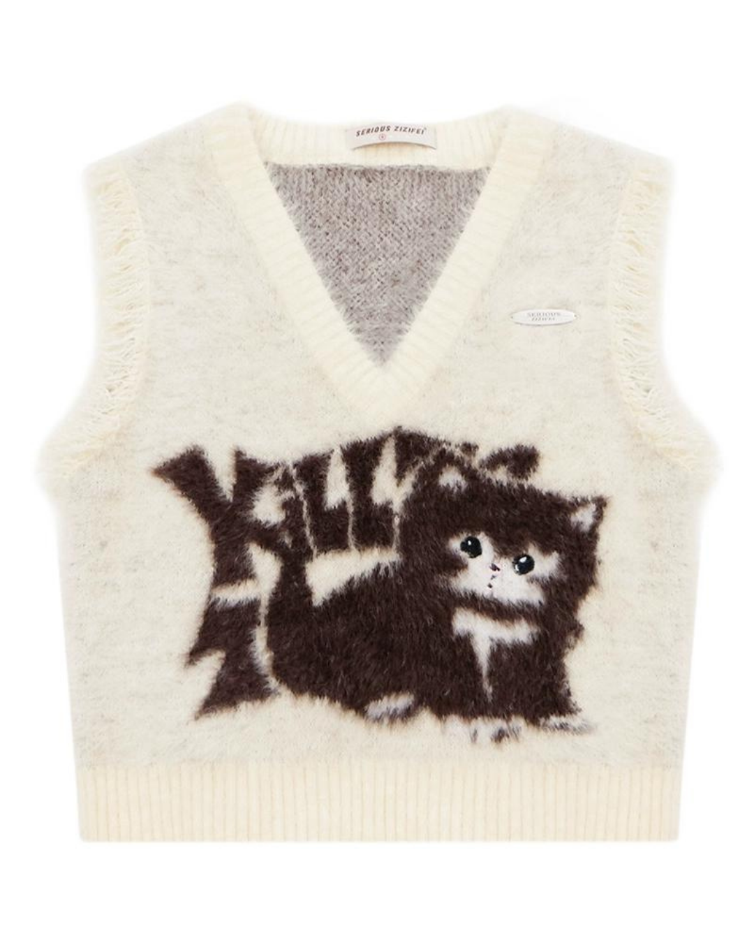 Cat V Neck Vest Knit ZZF0320