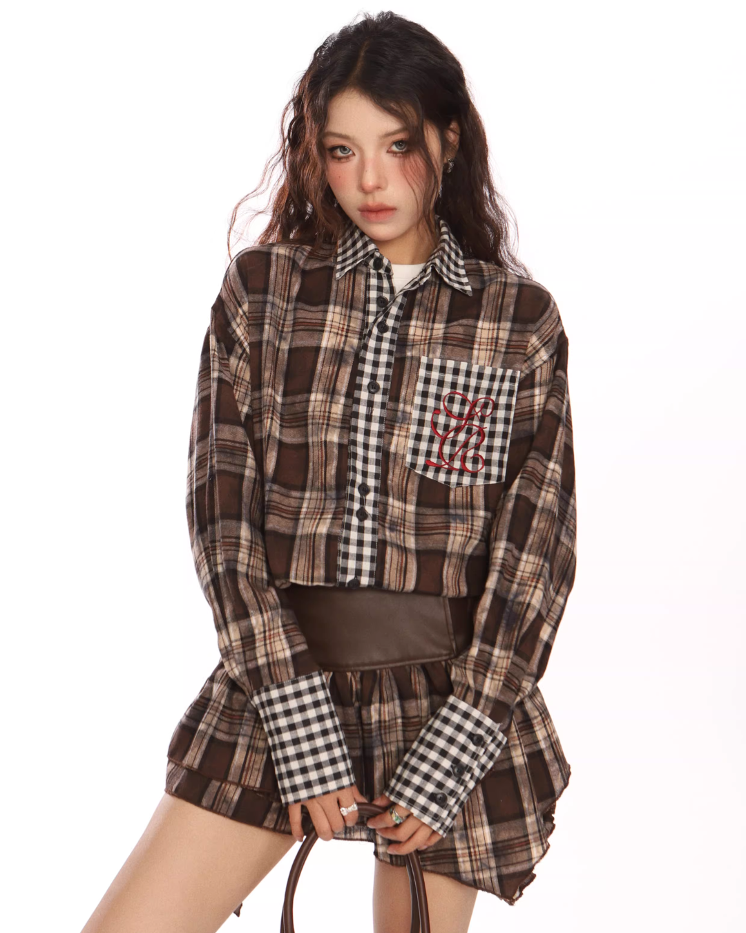 Paid × Gingham Check Shirt / Tiered Mini Skirt BGS0047
