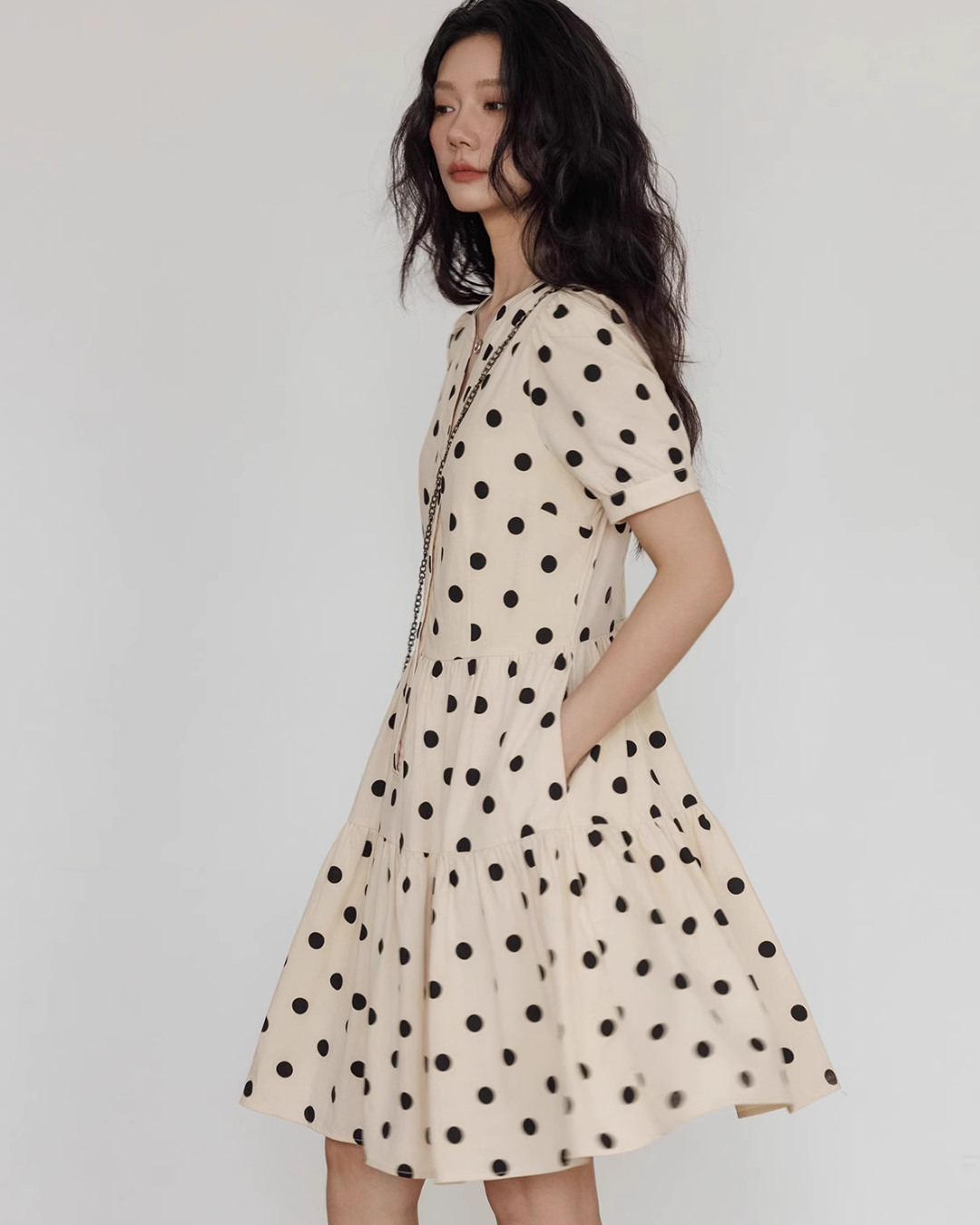 Polka Dot Tiered Dress VAS0105