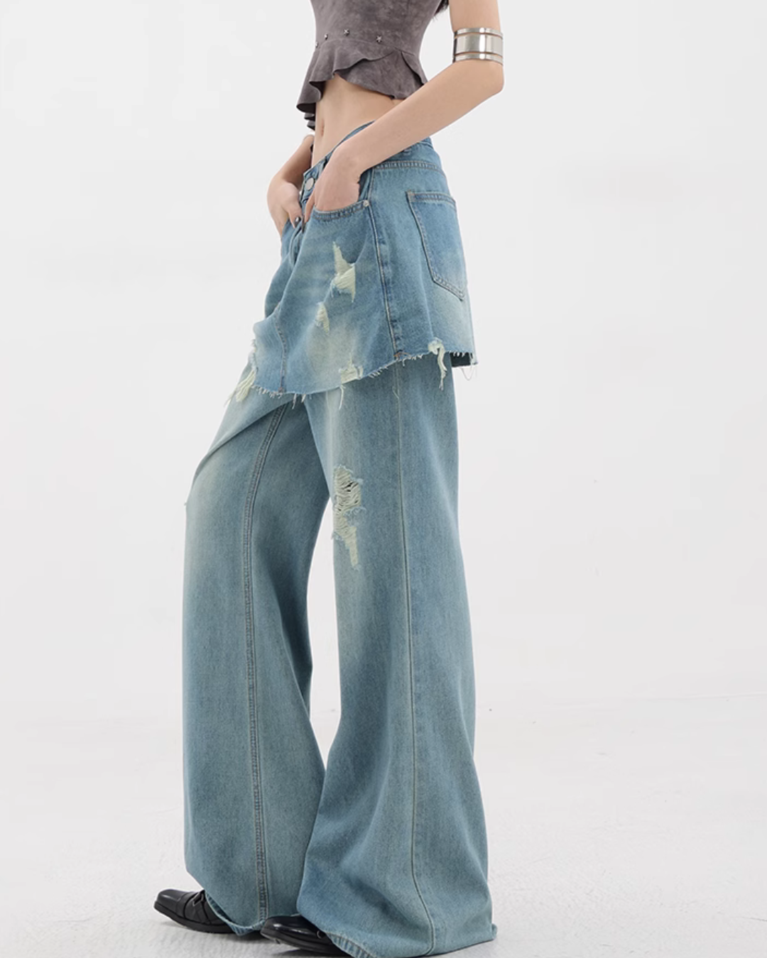 Faux Skirt Denim Pants KNH0012