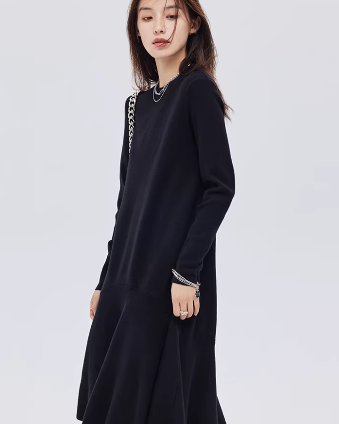 Flare Design Long-Sleeve Dress SHN0057