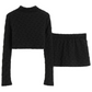 Cropped Mock Neck Tops / Trapezoidal Mini Skirt SRS0270