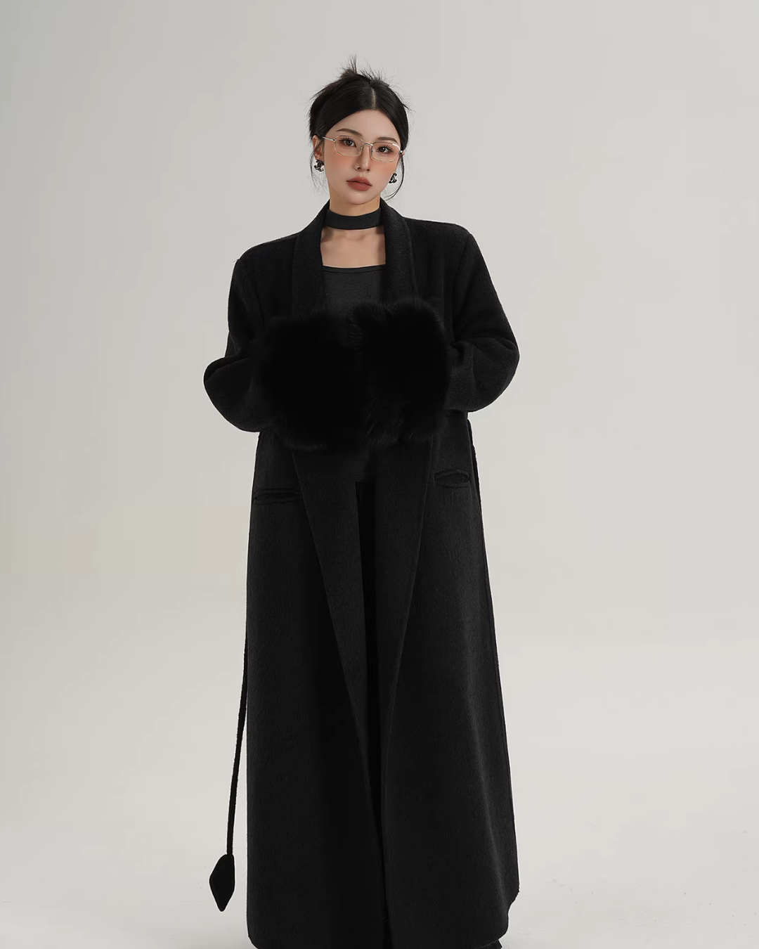 Fur Cuff Long Coat SRS0403