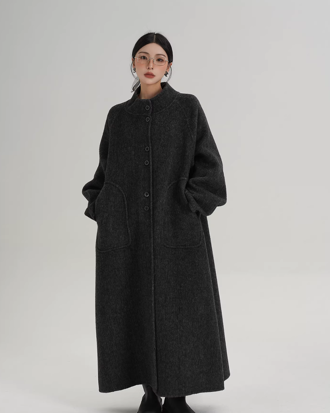Mock Neck Long Coat SRS0407