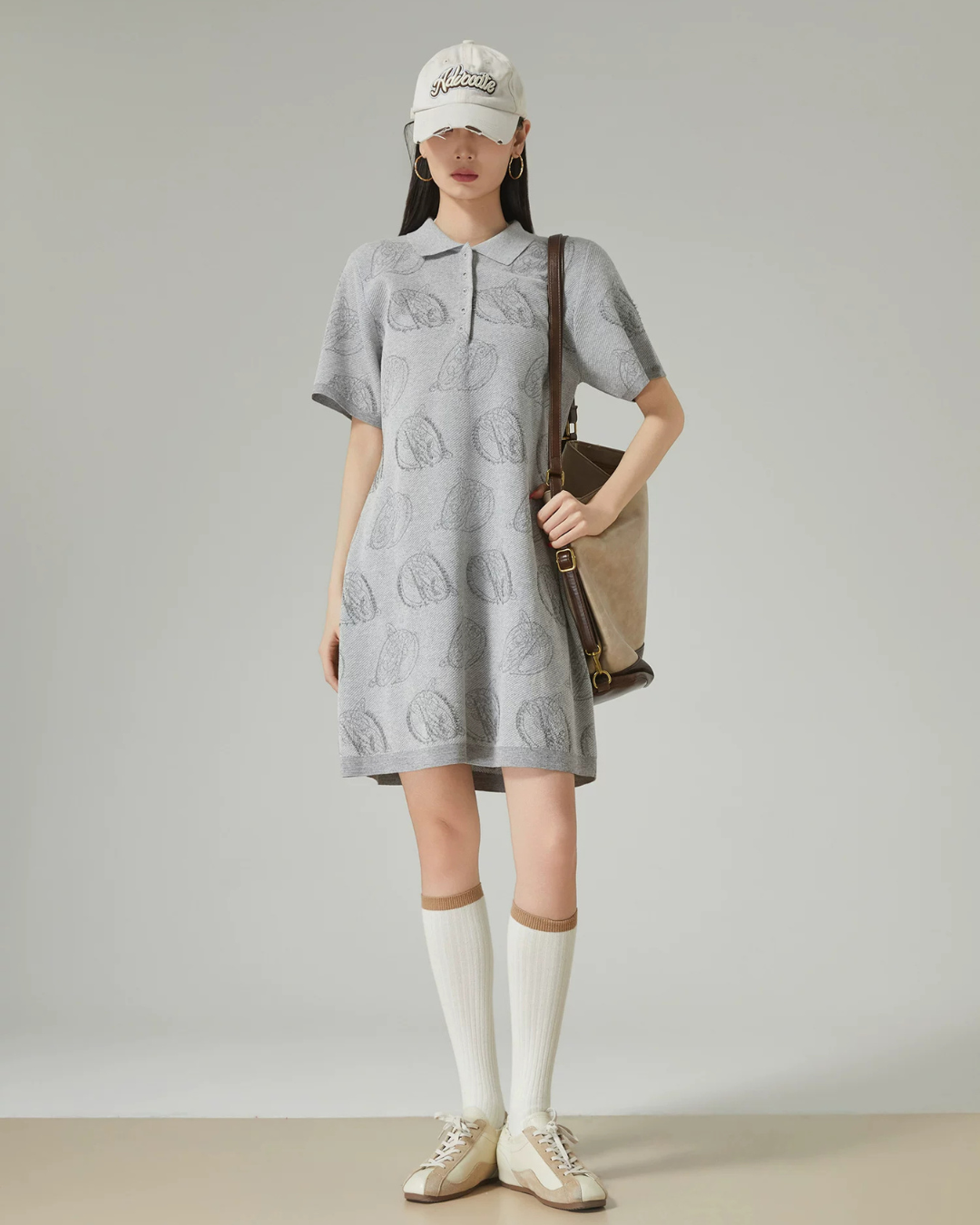 Graphic Knit Polo Mini Dress FER0233