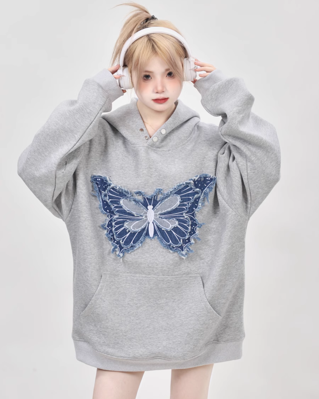 Butterfly Embroidery Loose Hoodie ANS0007