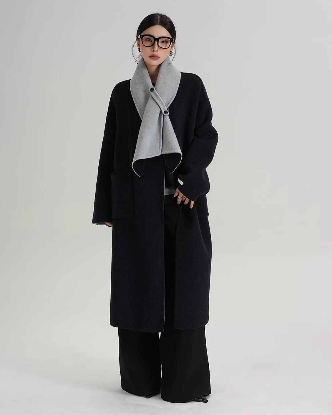 Scarf Collarless Coat SRS0412