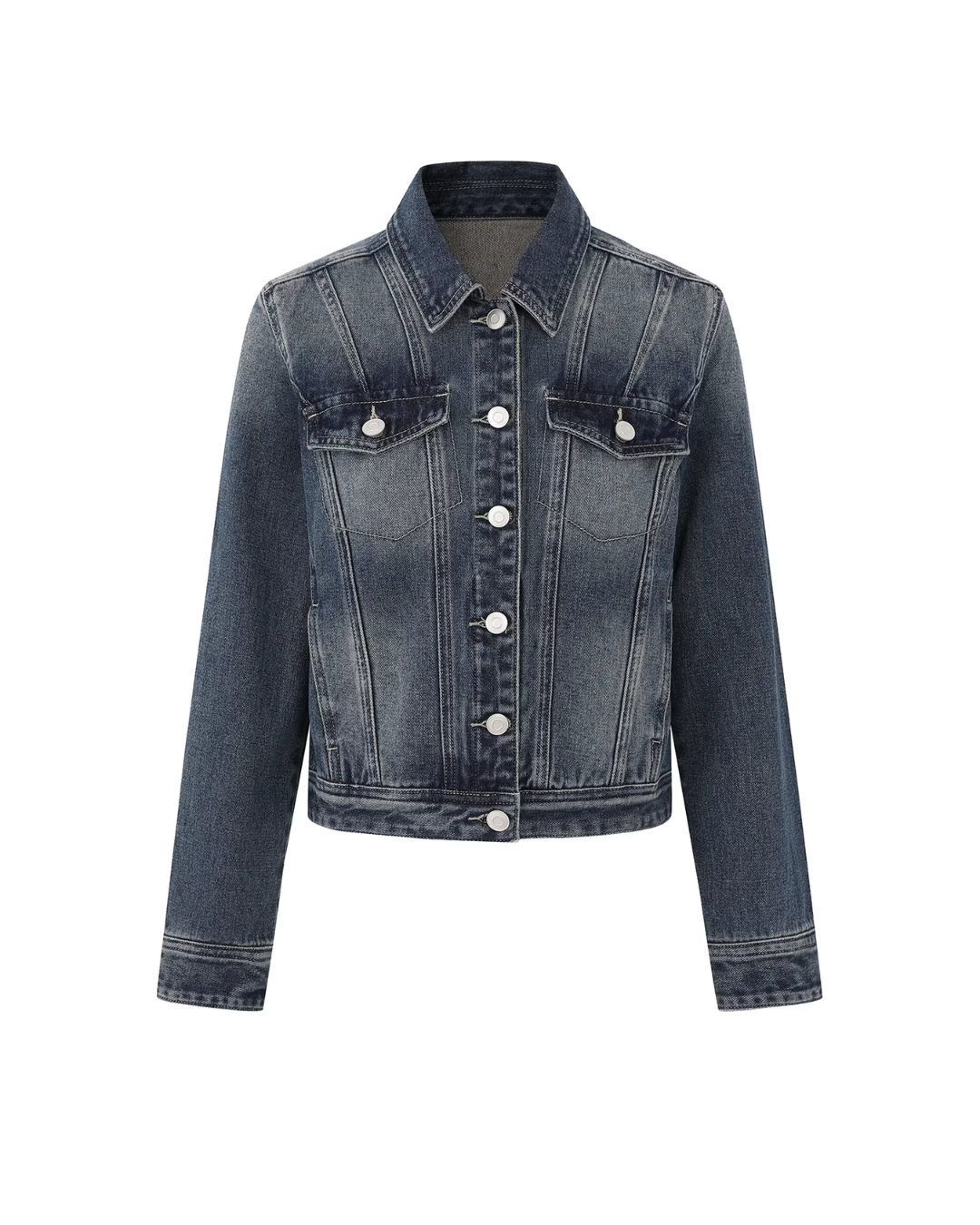 Washed Short Denim Jacket / Flare Slim Jeans IMX0008